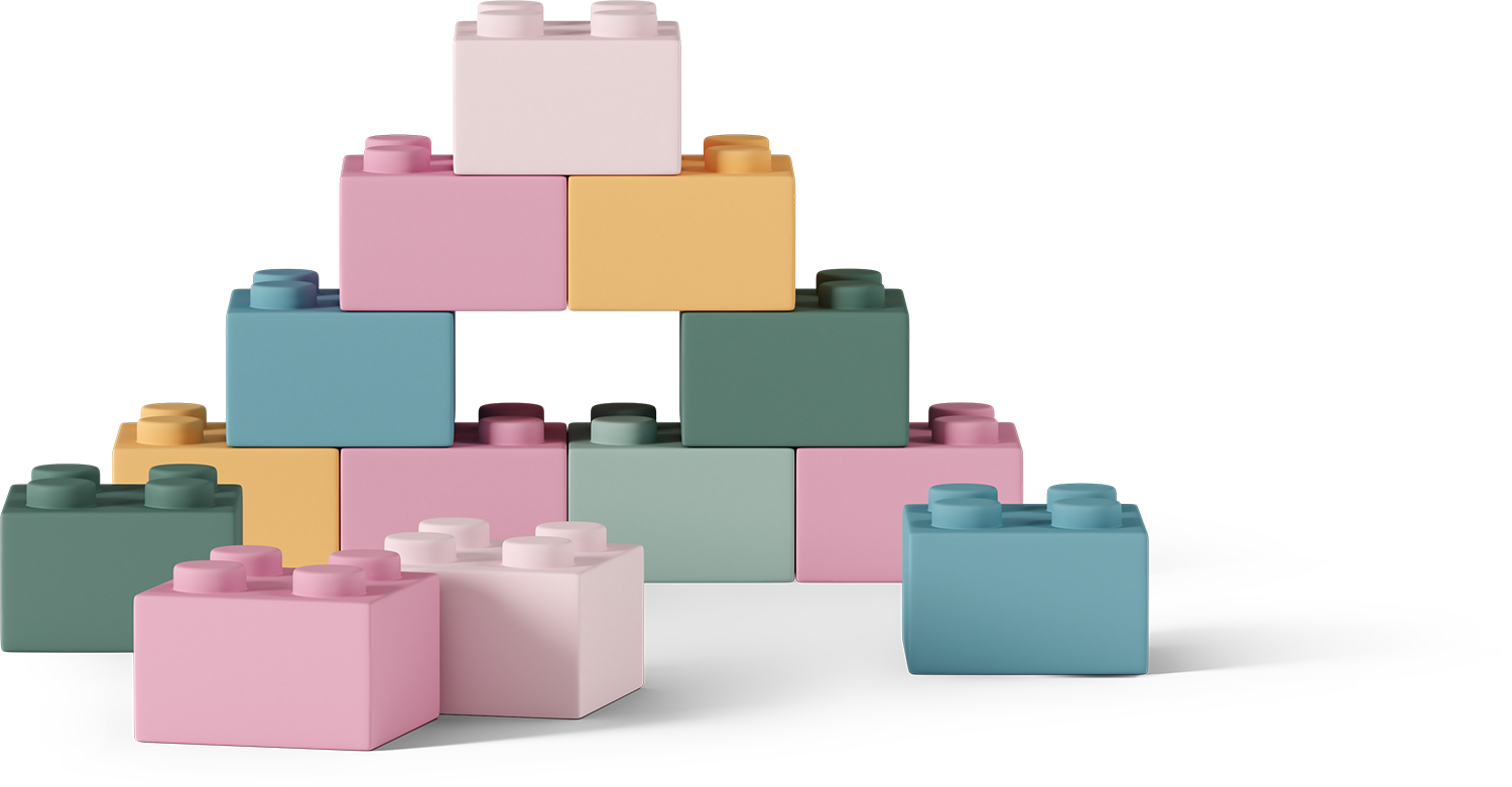 A pyramid of colorful blocks